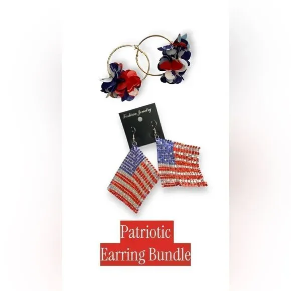 Red White & Blue Patriotic Earring Bundle 2 pairs