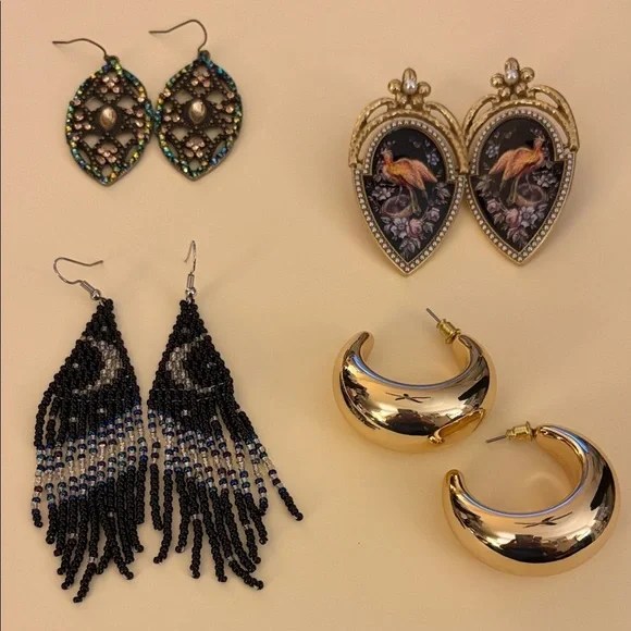 Fall pierced earring bundle Women's Earrings Set of 4 pairs.