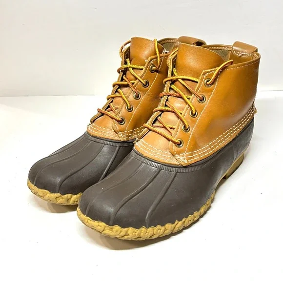 LL Bean Duck Boots Womens 10 Brown Leather 6 Inch Waterproof Ankle Boot Preppy