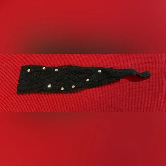 Black Lace Headband with Pearls