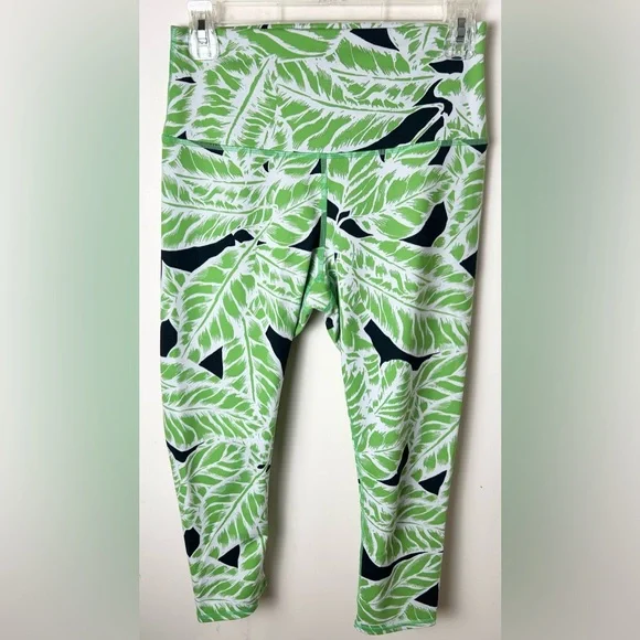ALO Yoga Leggings‎ Women's M High Waist Capri Green Palm Springs Athletic Gym
