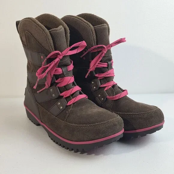 Sorel Meadow Lace Brown Suede Waterproof Insulated Snow Boots Womens Sz 5 EUC
