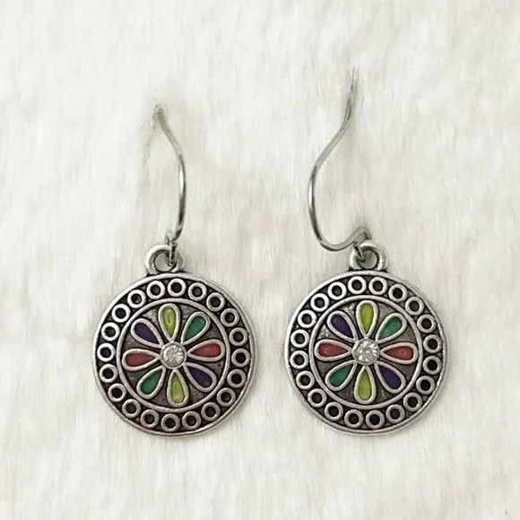 5/$15 🩷 MUST BUNDLE Silver-Tone Multicolor Floral Drop Earrings