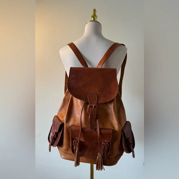 Cowhide Leather Handmade Large Backpack