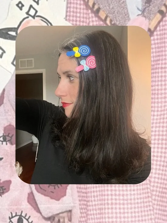 (women) 🍭3/$15 Kawaii Candy Lollipop Hair Clips - Pink, Blue & Yellow