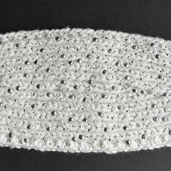 Mixit White Knit Headband with Rhinestones