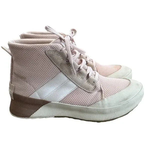 Sorel Out N About III Mid Sneakers NL4861-260 Pink White boots Womens Size 8.5