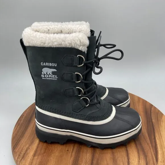 Sorel CARIBOU WP Boots Womens Size 7 Black Insulated Waterproof Snow Winter