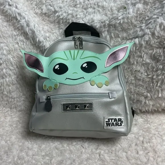 Star Wars Grogu Baby Yoda Mini Backpack Silver & mint green