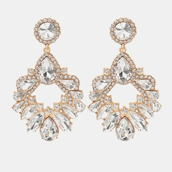 Halle Glass Drop Earrings - Clear