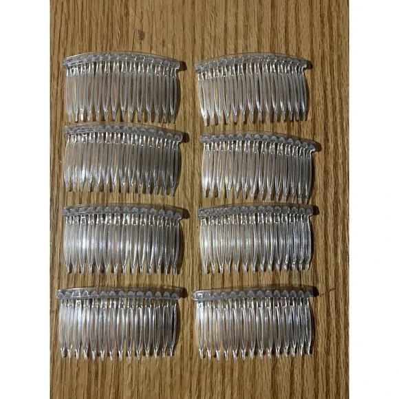 Clear Vintage Hair Comb Lot Of 8‎ Side Comb Made In Korea Transparent Combs