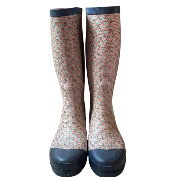 Vineyard Vines Whale Pink Blue Rain Boots Size 7‎