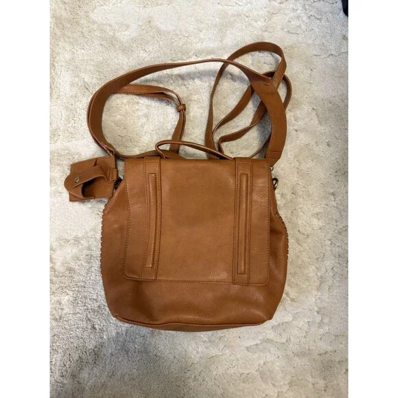 ANTIK KRAFT Women's Brown Convertible Bag To Backpack Purse Satchel Versatile