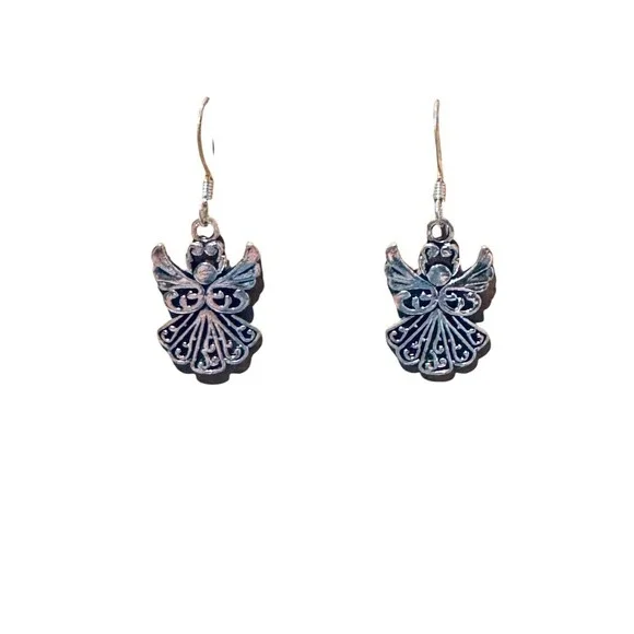 Silver Angel on Sterling Silver Earrings #2166