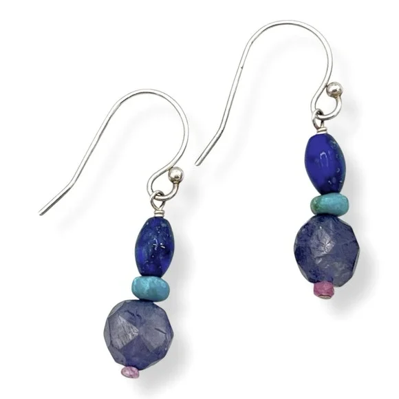 Sundance Catalog Earrings Sterling Silver Lapis Turquoise Amethyst Pink Sapphire