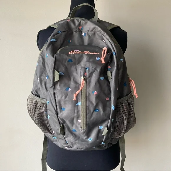 Eddie Bauer Stowaway Backpack 20L Gray‎ with Tent Camping Graphic Foldable