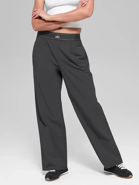 💐NWT ALO Yoga Straight Leg Trousers😉 Dark Grey & XXS | Regular Length-Office