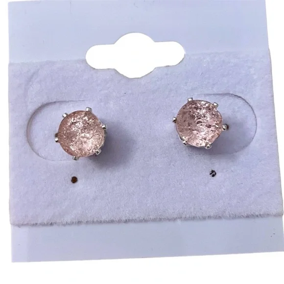 Light Rose Ice Pink Stud Earrings Made with Swarovski Crystals Silver Overlay