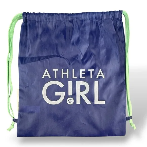 Athleta Girl Drawstring Carry Bag Blue Aqua Cinch Athletic Bag‎ Gym Bag PE Bag