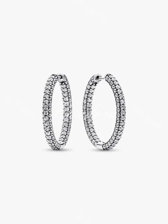 Pandora Pandora Timeless Pavé Single-row Hoop Earrings