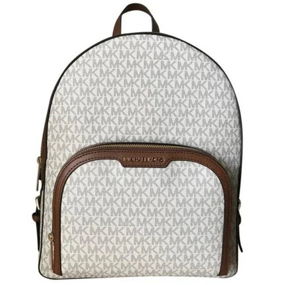 Michael Kors Jaycee Large Zip Pocket Backpack Vanilla