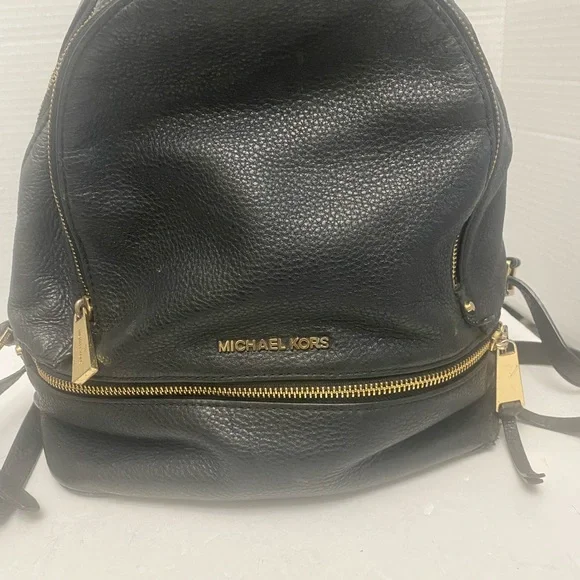 Michael Kors Rhea Black Pebbled Leather Backpack