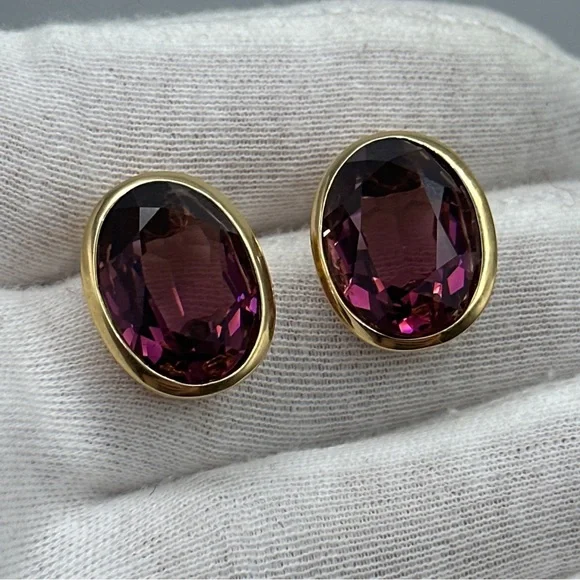 Vintage‎ Christian DIOR Amethyst Crystal Earrings #92