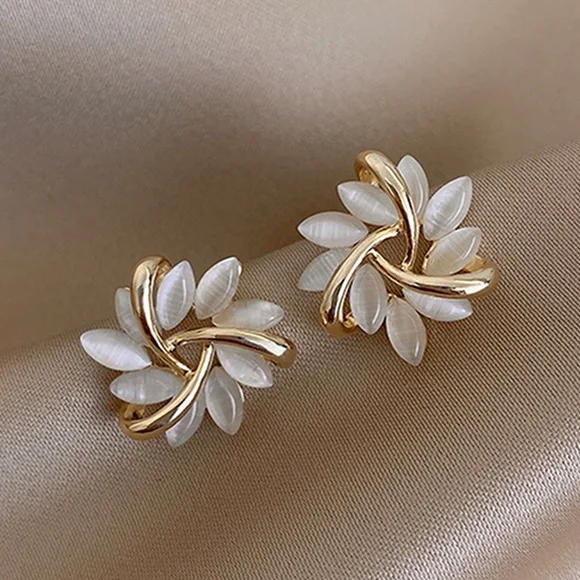 New! Opal Petal Stud Earrings: Delicate Blooms for a Fairytale Touch