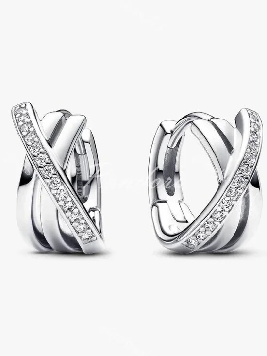 Pandora Crossover Pavé Hoop Earrings