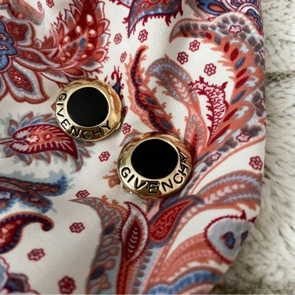 Givenchy Black Enamel Clip-on Coin Earrings