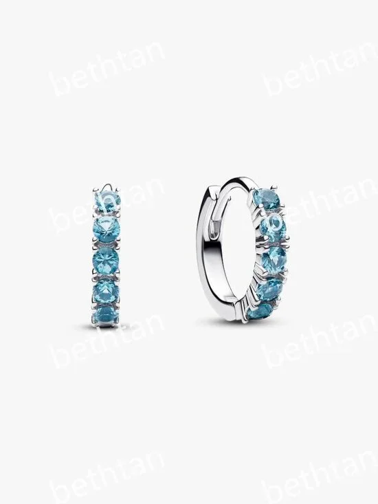 Light Blue Huggie Earrings
