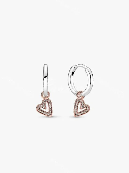 Pandora Sparkling Freehand Heart Hoop Earrings
