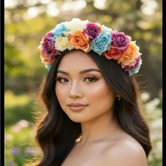 Stunning Handmade Colorful/Pastel Spring Rose Goddess Flower Crown