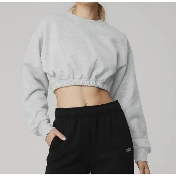 Alo XS Devotion Pullover Fleece Crop Top