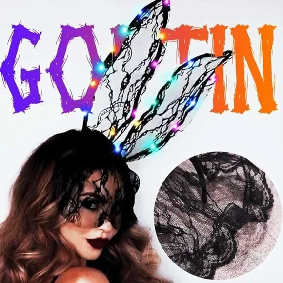 Lace Bunny Ears Light up Headband Halloween