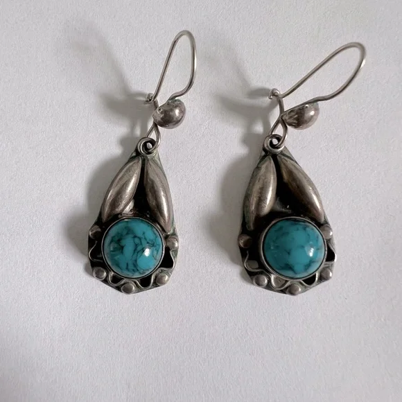 Vintage Sterling 925 Indian style dangle earrings