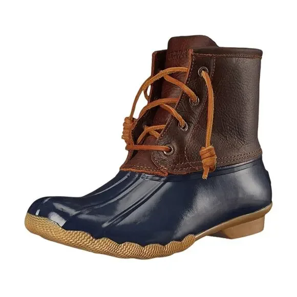 Sperry Womens Navy & Tan Saltwater Duck Boots 7