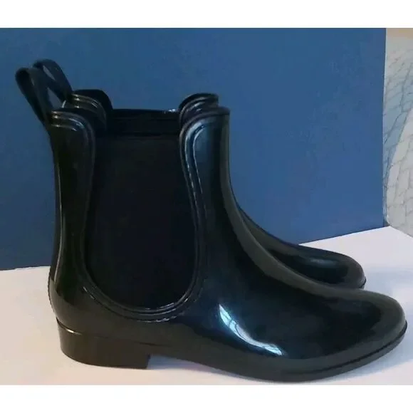 Henry Ferrera Woman's Clarity black Pull On Rain Boots Shoes‎ Size 10 New