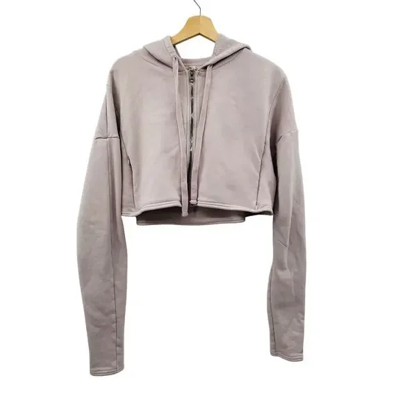 alo yoga light lavender cropped zip hoodie