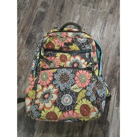 Vera Bradley Flower Shower quilted laptop backpack, discontinued pattern