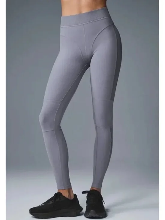 Alo Alosoft High Waist Head Start Leggings Fog Hi-Rise Waisted Ribbed Tights XS