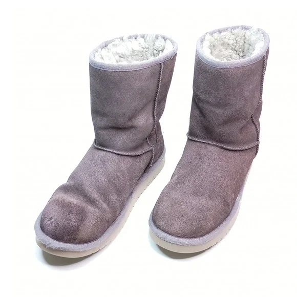Koolaburra by UGG Womens Short Rabbit Grey Suede Faux Fur Boots Size 9 1017090