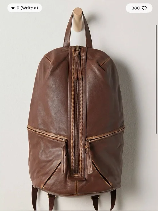 Free People West End Backpack, Brown Leather NWT