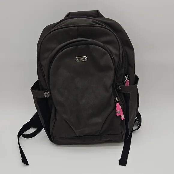 REI Dark Green Gray Tone Backpack with Pink Zipper Pulls