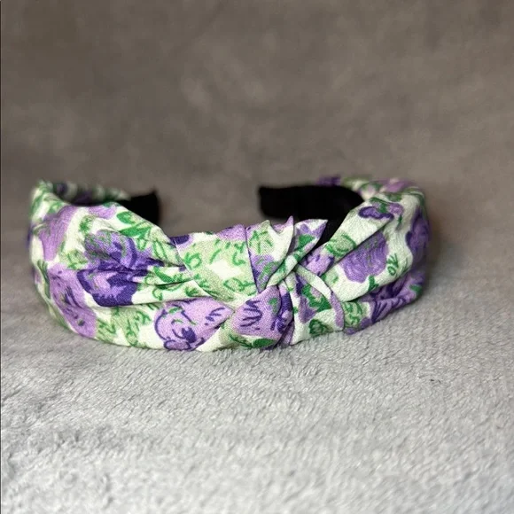 💜Floral Purple & Green Knotted Headband/NWOT💜