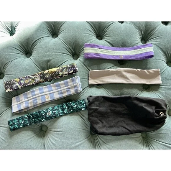 Lot of 6 Lululemon Headbands Multicolor Stretch Various Size Bundle