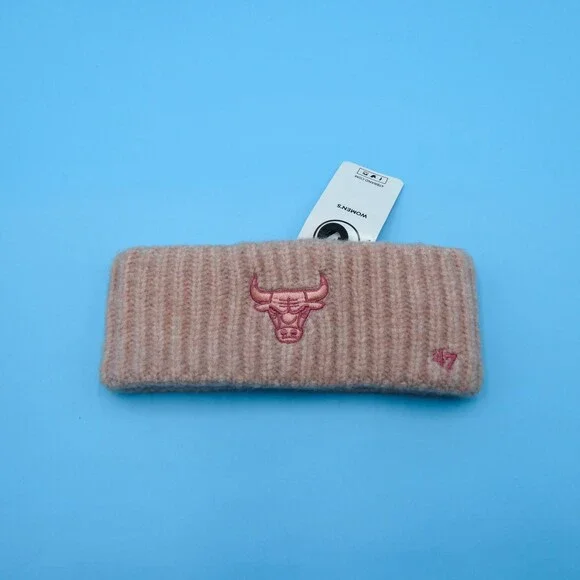 '47 Brand Chicago Bulls Winter Headband Womens Pink Knit Basketball Sweatband‎
