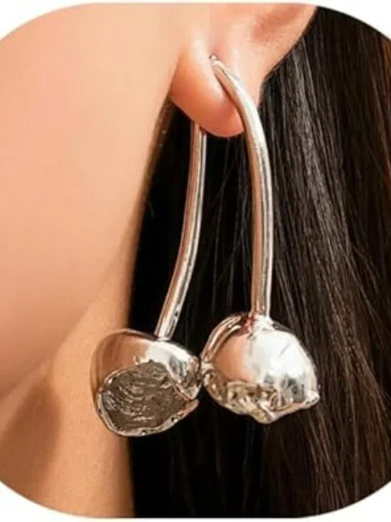 NEW Cherry Earrings Silver Fruit Earrings Cherry Dangle Earring Broken Fruit