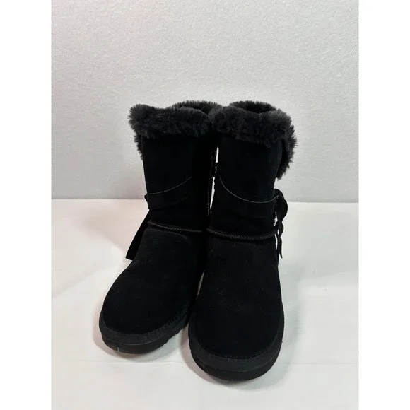 Lamo Women Black Suede Faux Fur Lined Mid-Calf Winter Boots Size 7 DFL50000660