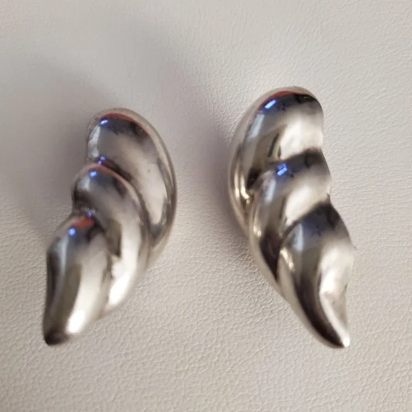 Sterling silver heavy abstract earrings